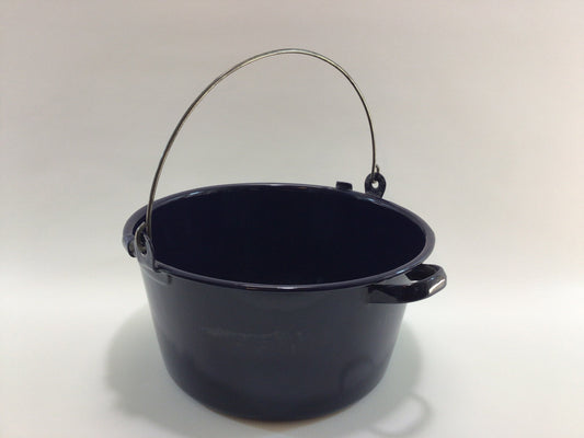 Old English Enameled Ware 4 quart Cooking Bean Pot Dark Blue Country Kitchen Farmhouse Home Decor