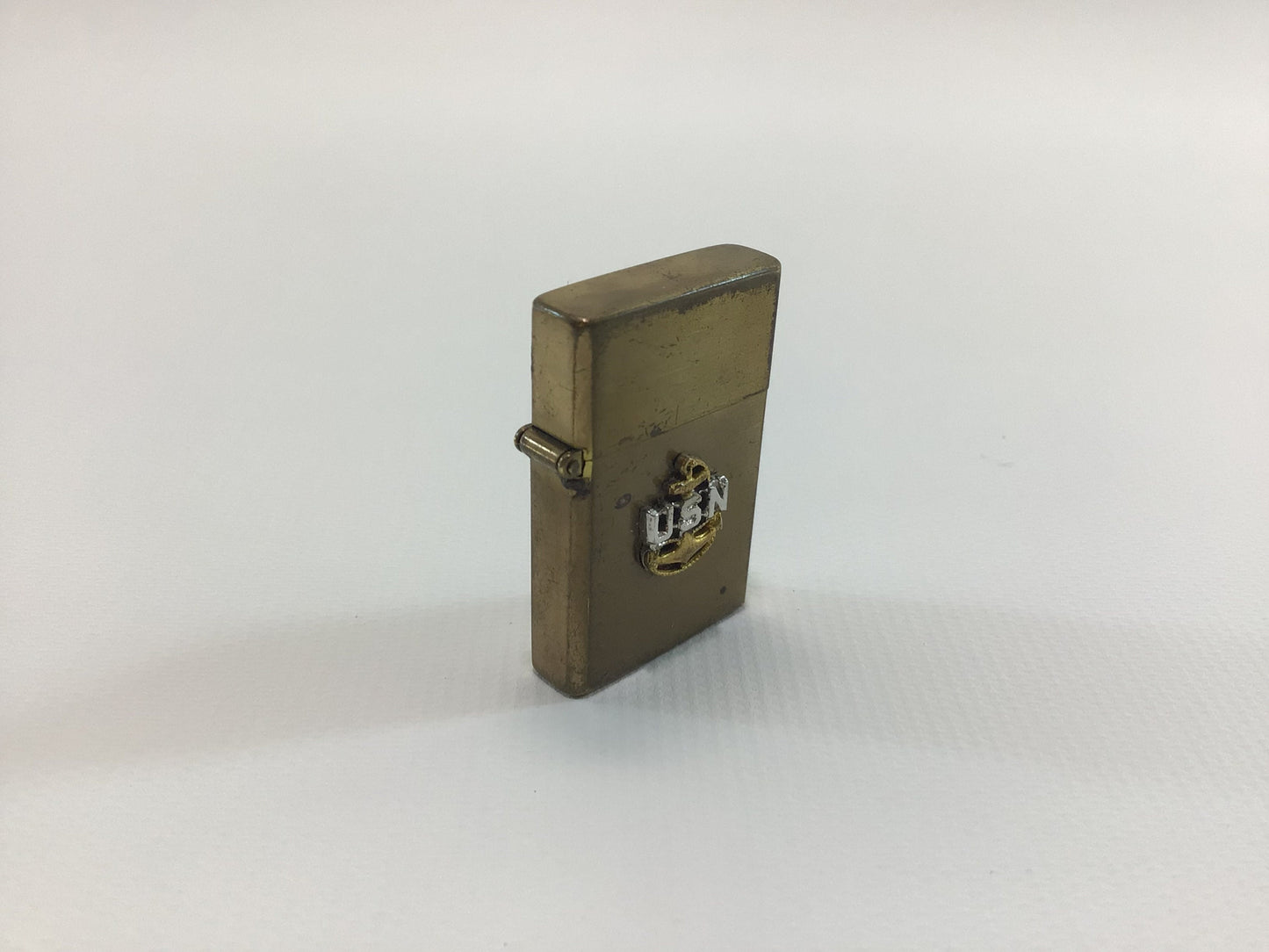 Miniature Brass USN Cigarette Lighter Vintage Made in Japan Tobacciana Collectible