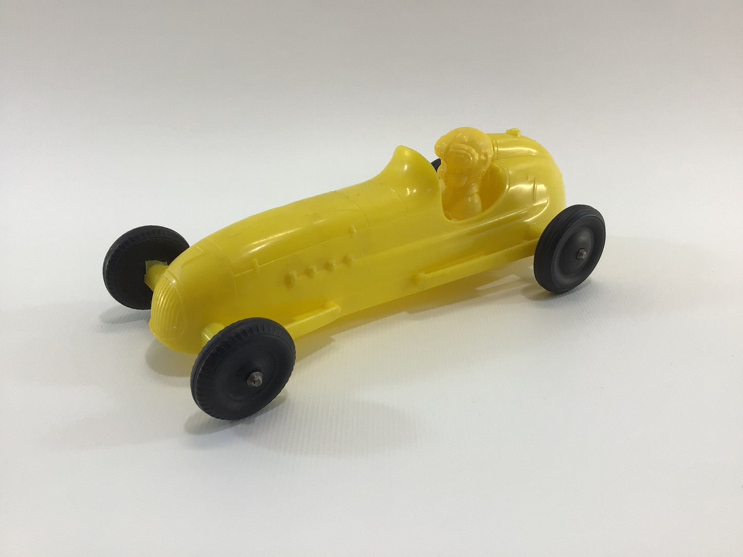 1960s Toy Race Car Yellow No 7 Processed Plastics Boattail Era Style Racer