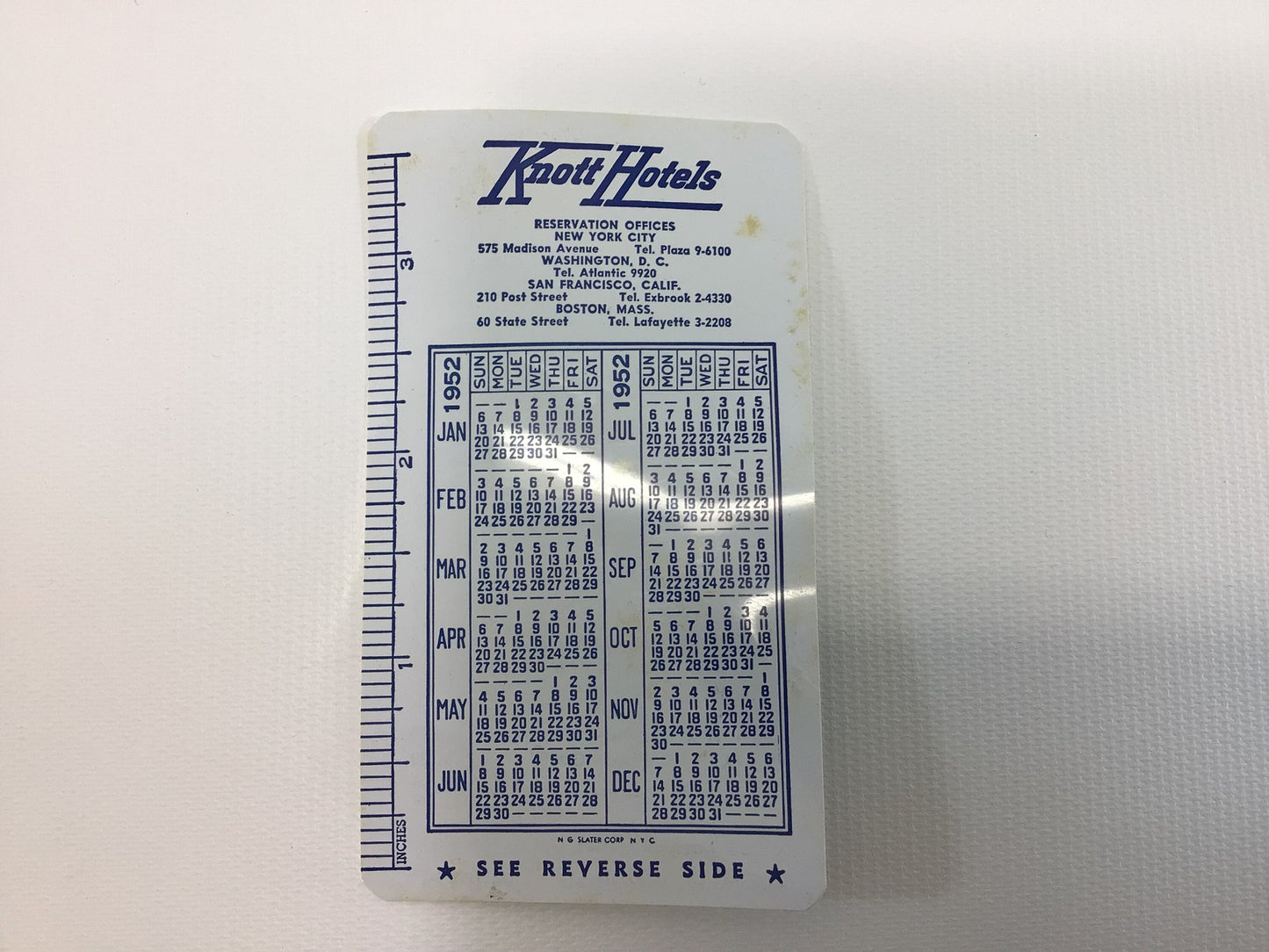 1952 Advertising Pocket Calendar Knott Hotels Mid Century Vacation Travel Ephemera