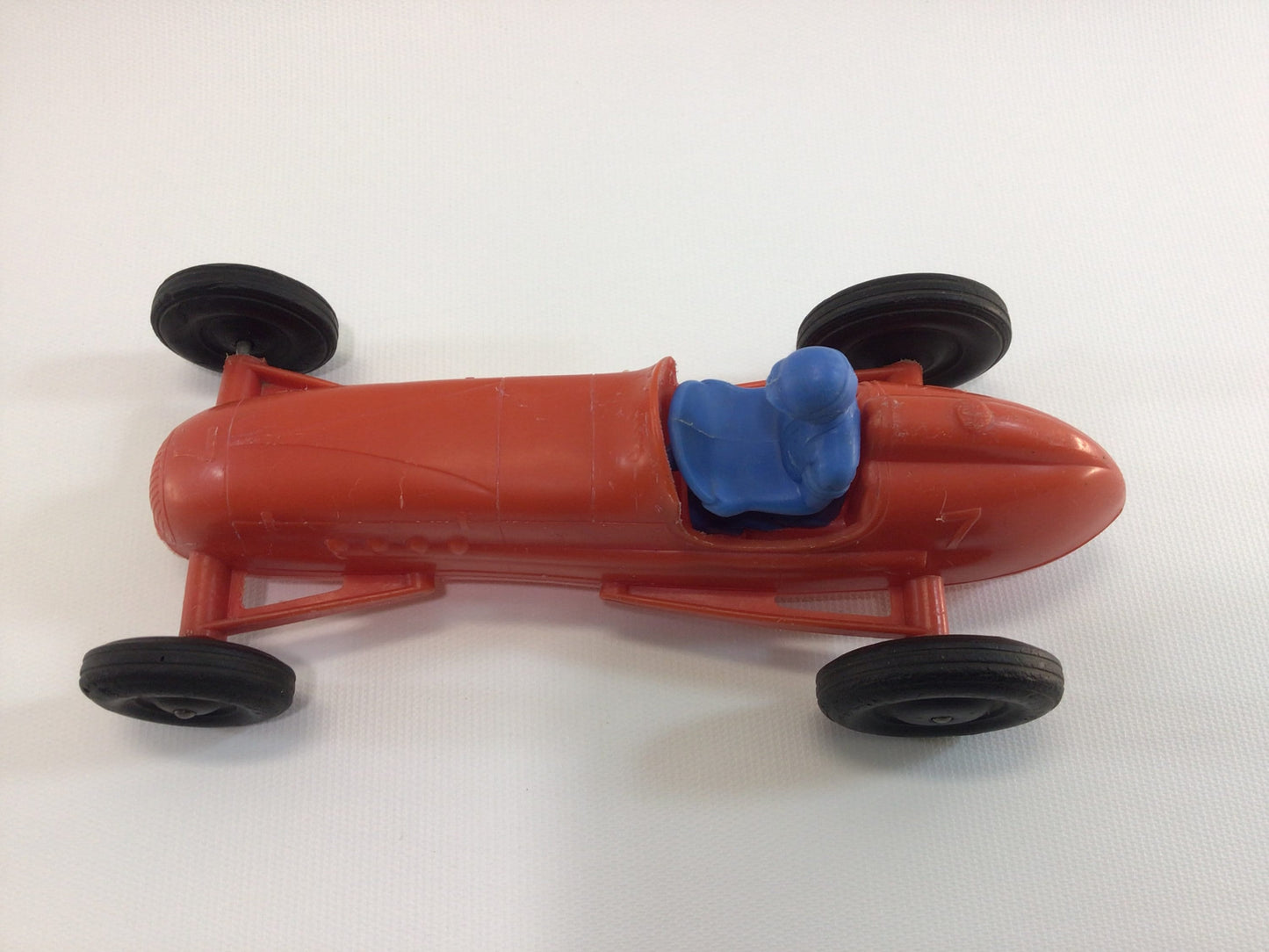 1960s Toy Race Car Red No 7 Processed Plastics Boattail Era Style Racer