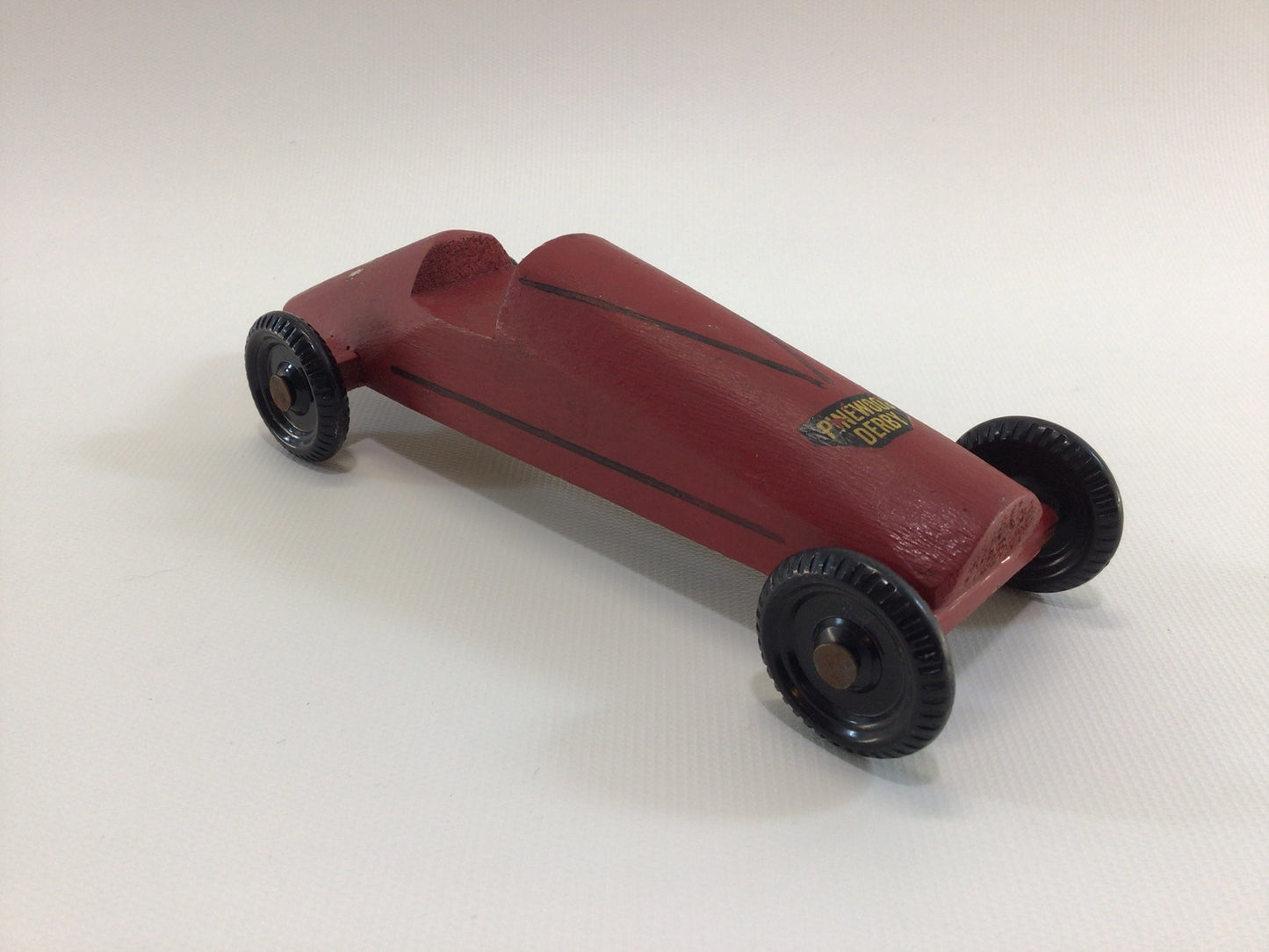 Early Pinewood Derby Race Car Red 29 Boattail Era Style Vintage Handcrafted Wooden Toy