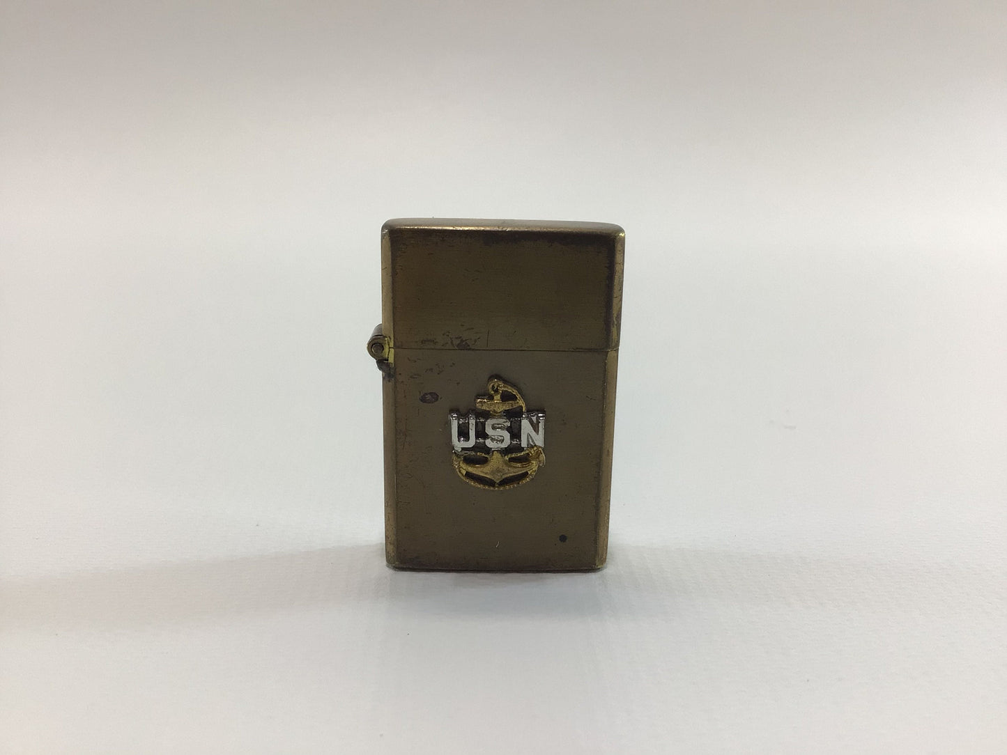 Miniature Brass USN Cigarette Lighter Vintage Made in Japan Tobacciana Collectible