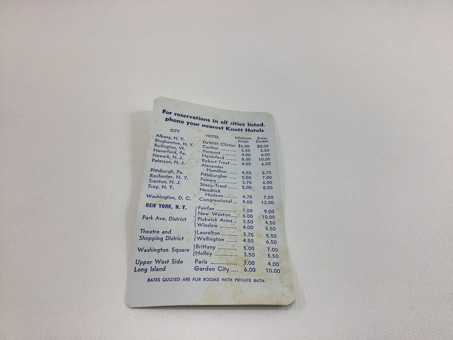 1952 Advertising Pocket Calendar Knott Hotels Mid Century Vacation Travel Ephemera