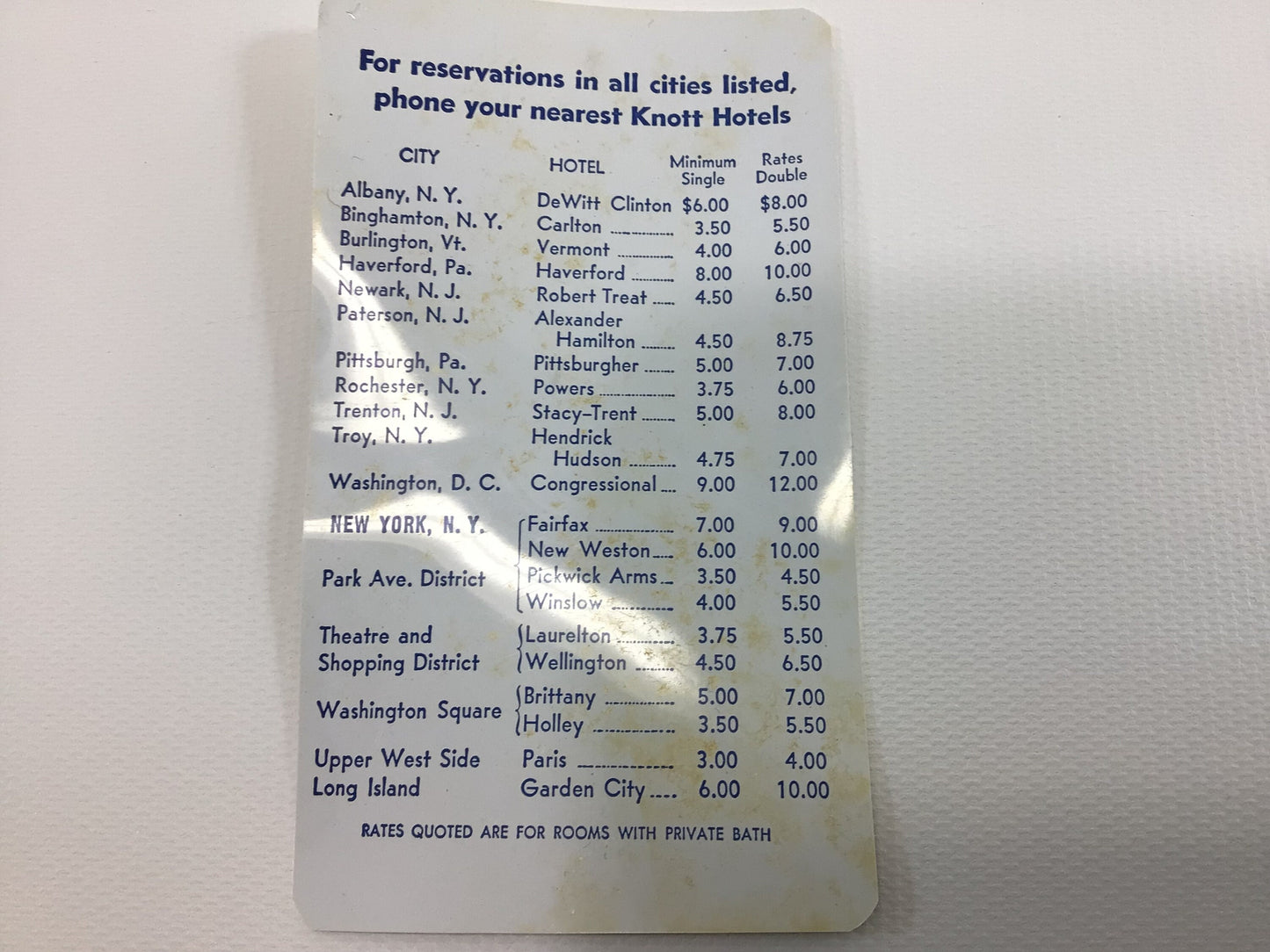 1952 Advertising Pocket Calendar Knott Hotels Mid Century Vacation Travel Ephemera