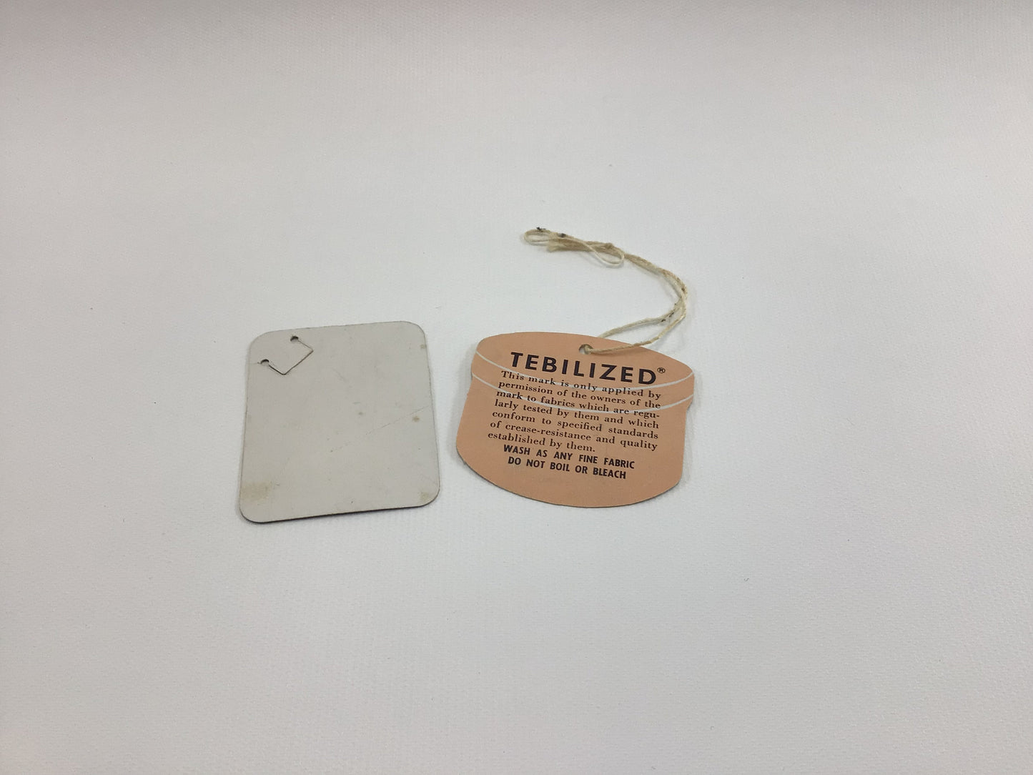 Vintage Clothing Hang Tags Tebilized and No Iron Mid Century Ephemera