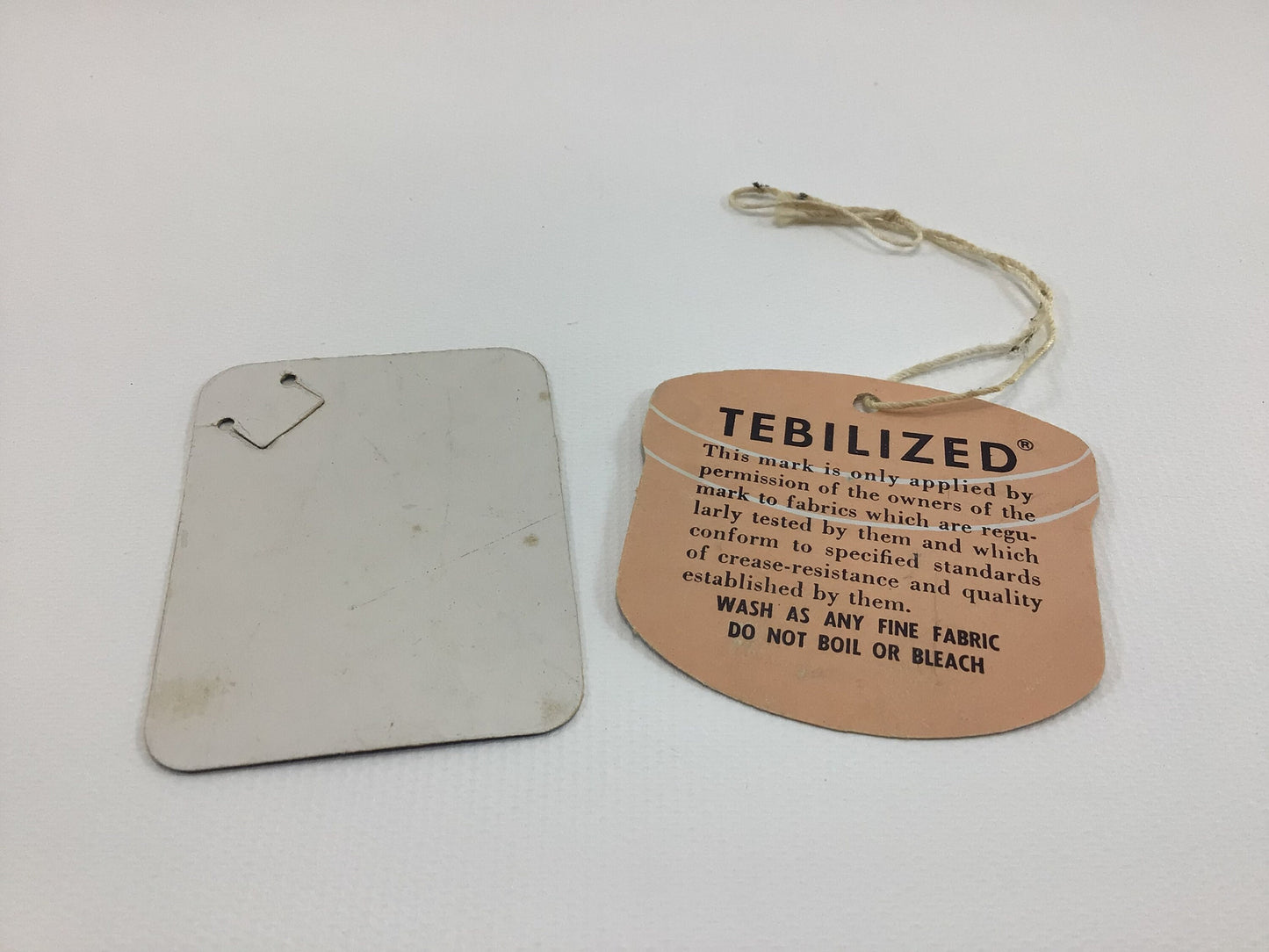 Vintage Clothing Hang Tags Tebilized and No Iron Mid Century Ephemera