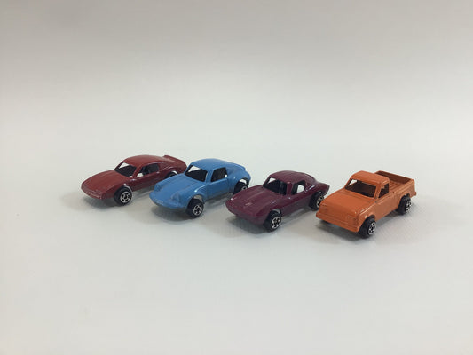 1980s Tootsietoy Diecast Cars Lot of 4 Assorted Vintage Vehicles Orange Pickup Truck Red Corvette