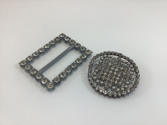 Mid Century Rhinestone Belt Buckles Vintage Fashion Sewing Notions