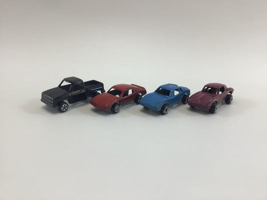 1980s Tootsietoy Diecast Cars Lot of 4 Assorted Vintage Vehicles Black Pickup Truck Red Corvette