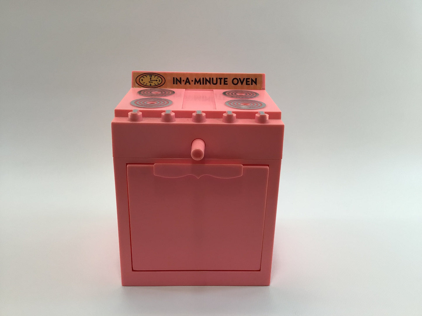 Vintage Toy Oven 1972 Ideal Toys In A Minute Pink Hard Plastic Kitchen Appliance