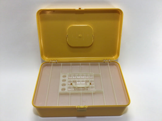 Wilhold Sewing Thread Box Yellow Faux Wood Grain Medium Size Hard Plastic Wilson MFG Corp