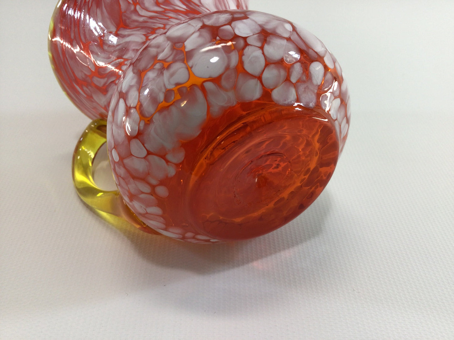 Art Glass Vase Rainbow Glass Co Mid Century 4" Red and Applied White with Foil Label Colorful Collectible Quality Made in USA Dining Decor