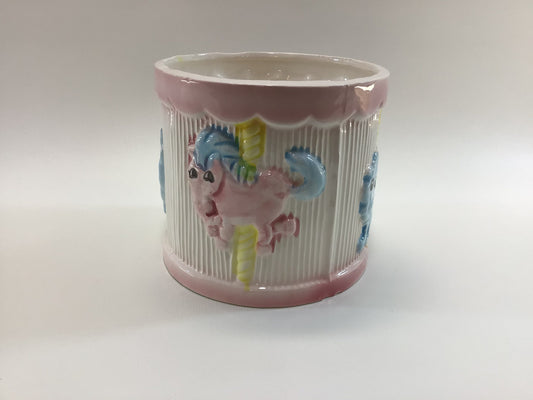 Carousel Animal Ceramic Planter No 274 1980s My Neil Import Cute Kitschy Children's Home Decor Vintage Quality Baby Shower Storage Container