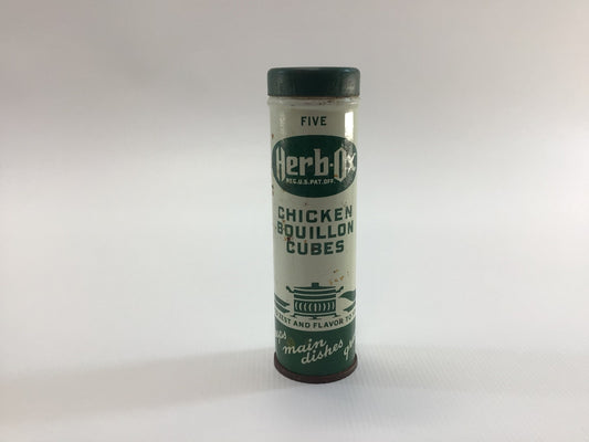 Vintage Advertising Tin Herb-Ox Chicken Bullion Cubes Country Kitchen Farmhouse Decor