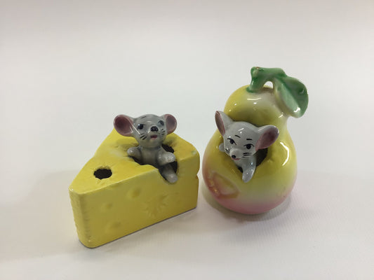 Lego Cute Mice Fruit and Cheese Figurine Set Mid Century Made in Japan Kitschy Ceramics Country Farmhouse Kitchen Cottage Core Home Decor