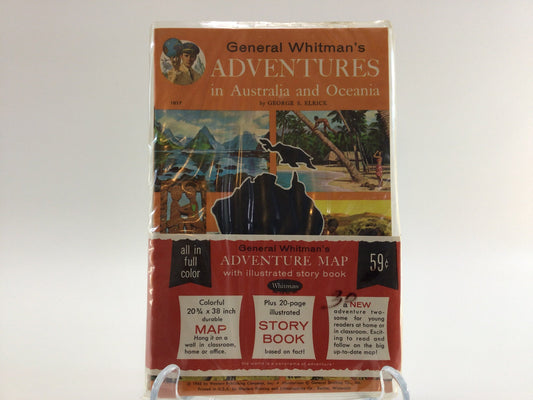 General Whitman's Adventure Map with Story Book Copyright 1965 Vintage Children's Illustrated Color Graphics Adventures Activity