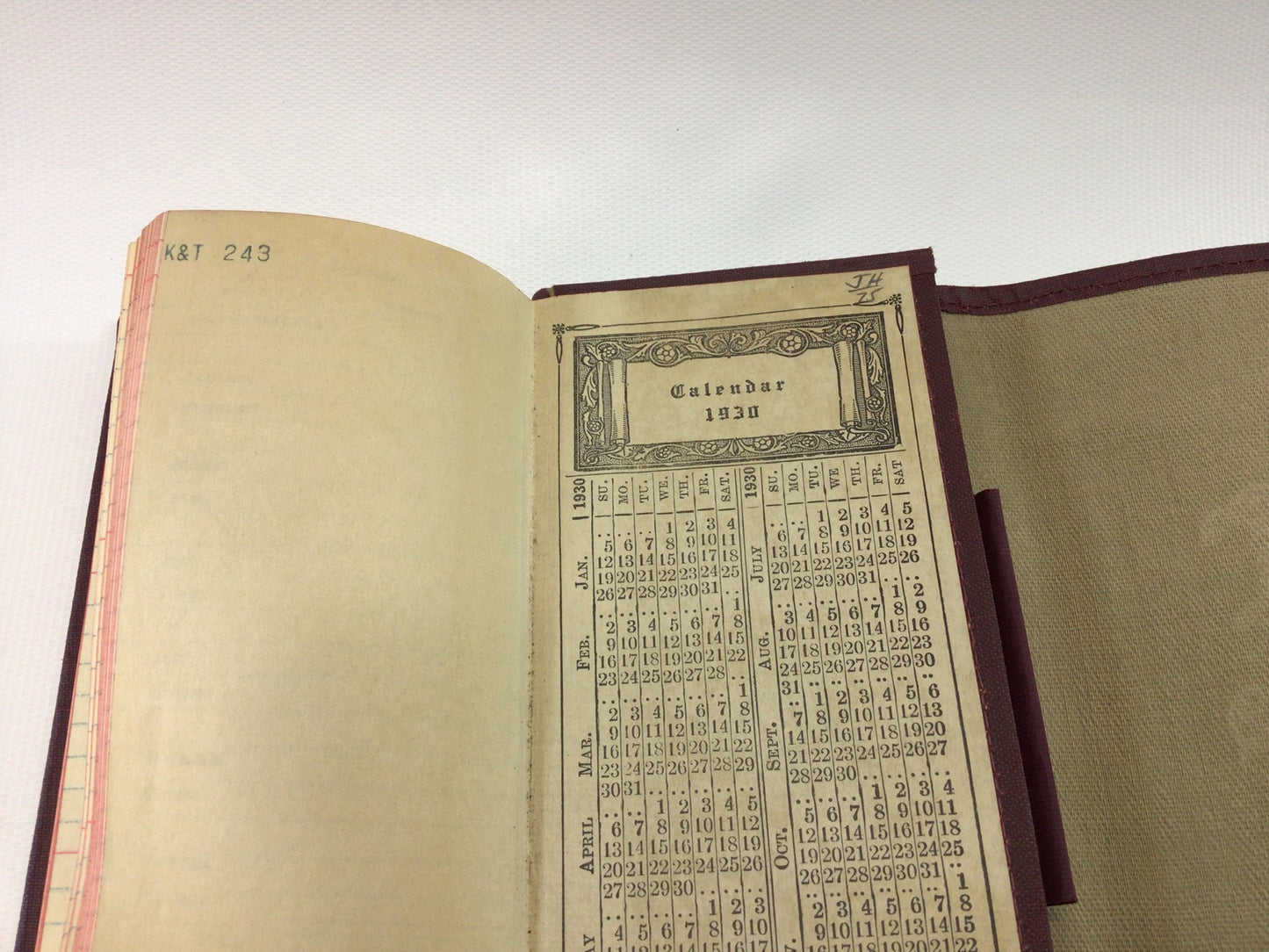 Canvas Pocket Calendar Notepad 1929 Excelsior Diary Vintage Collectible Unused Paper and Fabric Ephemera Tri-fold Book Pad