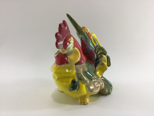 Rooster Figurine 7" Mid Century Ceramic Hobbyist Piece 70s Retro Multi Color Farmhouse Country Cottage Kitchen Home Decor