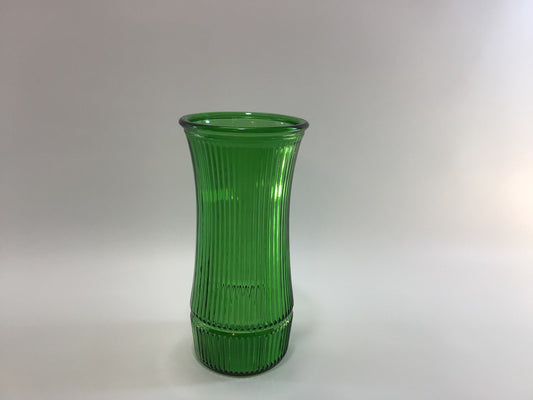 Green Glass Centerpiece Vase Vintage Quality Mid Century Hoosier Glass Co Made in USA Floral Arranging Home Decor Bookshelf Table Mantle