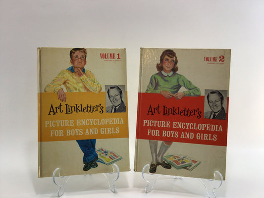 Vintage Children's Color Graphic Illustrated Books Art Linkletter's Picture Encyclopedia for Boys and Girls Vols 1 and 2 Copyright 1961