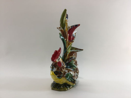 Rooster Figurine 11" Mid Century Ceramic Hobbyist Piece 70s Retro Multi Color Farmhouse Country Cottage Kitchen Home Decor