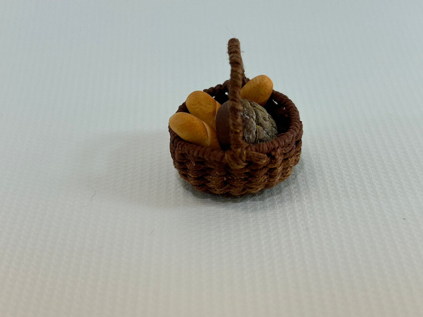 Handmade Dollhouse Miniature Bread 4 Loaves in Handmade Basket 1:12 Scale Artisan Kitchen Decor