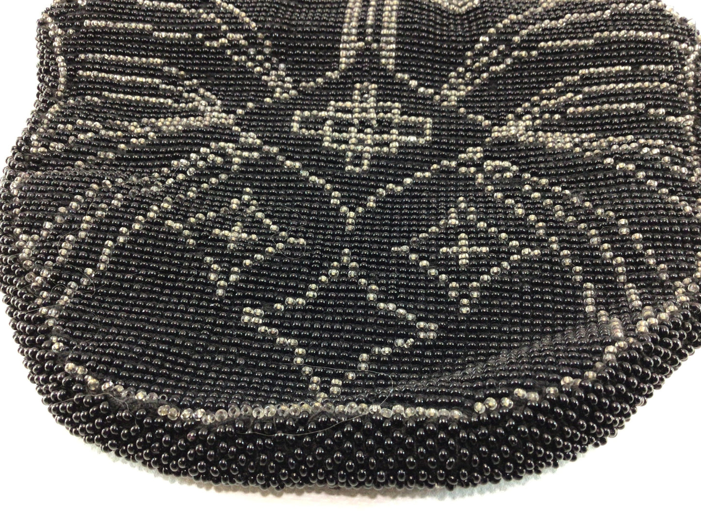 Vintage Black Beaded Handbag Zippered Clutch Purse Antique Flapper era Made in Czechoslovakia Evening Fashion Accessory