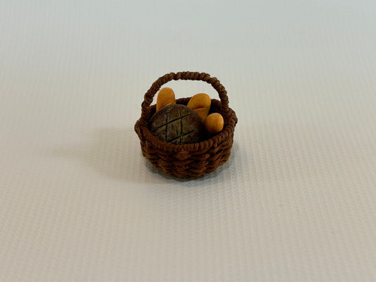 Handmade Dollhouse Miniature Bread 4 Loaves in Handmade Basket 1:12 Scale Artisan Kitchen Decor