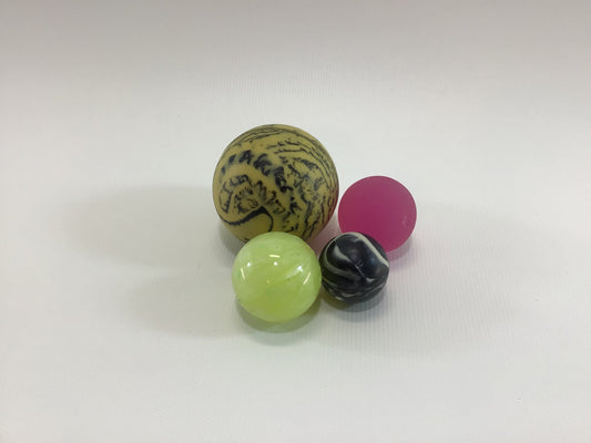 Super Balls Lot of 4 Vintage Dime Store Toy Bouncing Rubber Swirls Glow in the Dark Pink Translucent Balls