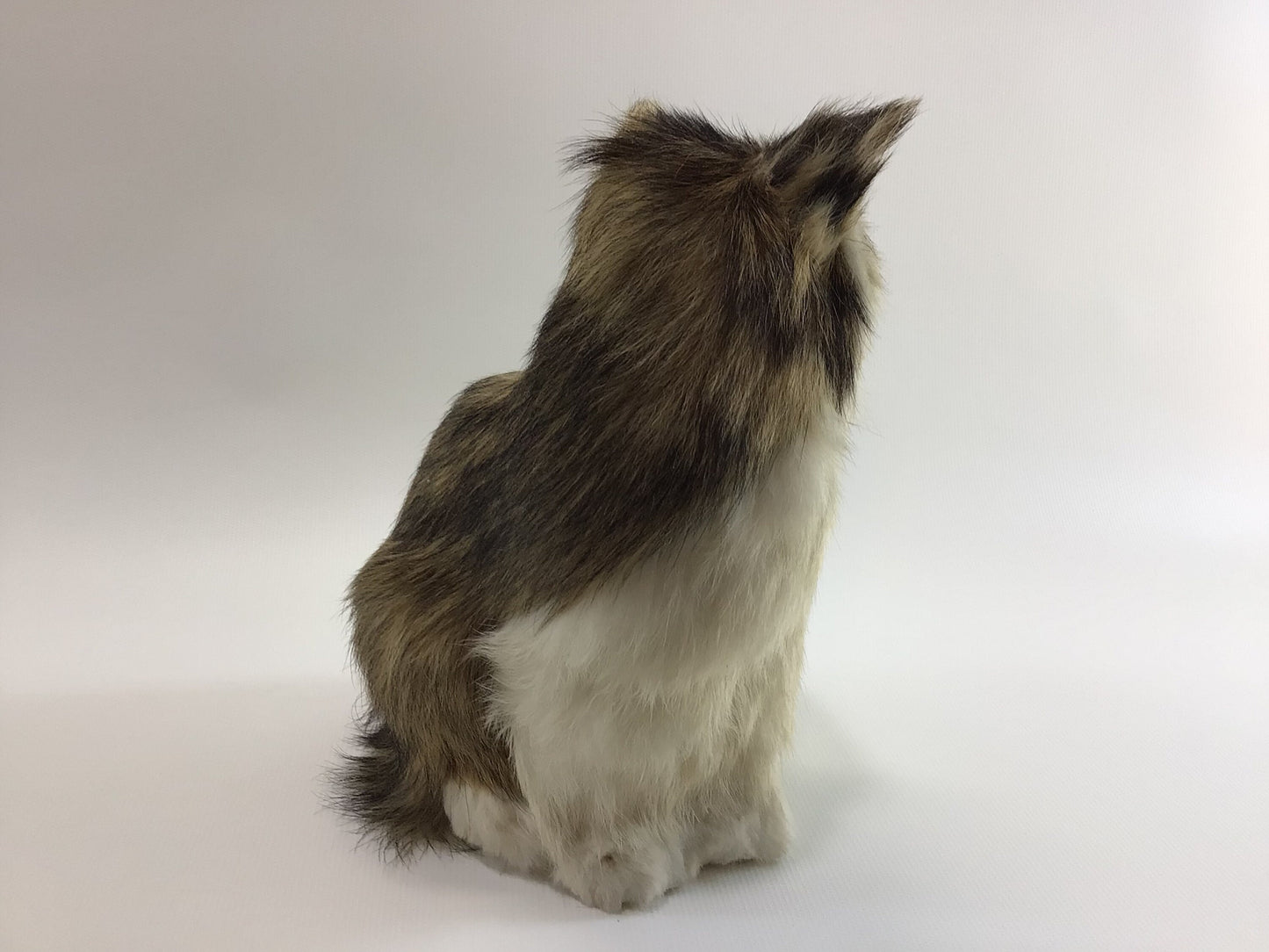 Kitten Cat Figurine Rabbit Fur Pink Nose Collectible Bookshelf Mantle Table Home Decor