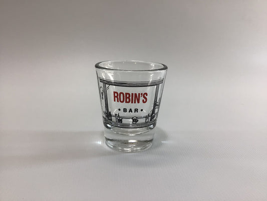 Vintage Shot Glass Robin's Bar Mid Century Collectible Barware Libby Clear Glass