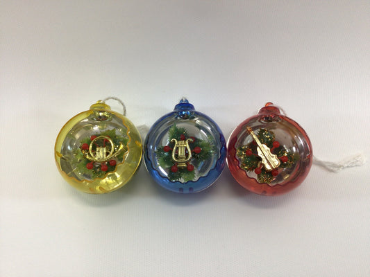 Jewel Brite Christmas Tree Ornaments Vintage Retro Holiday Decorations Red Gold and Blue Indoor Outdoor Hard Plastic Indent Holiday Kitsch