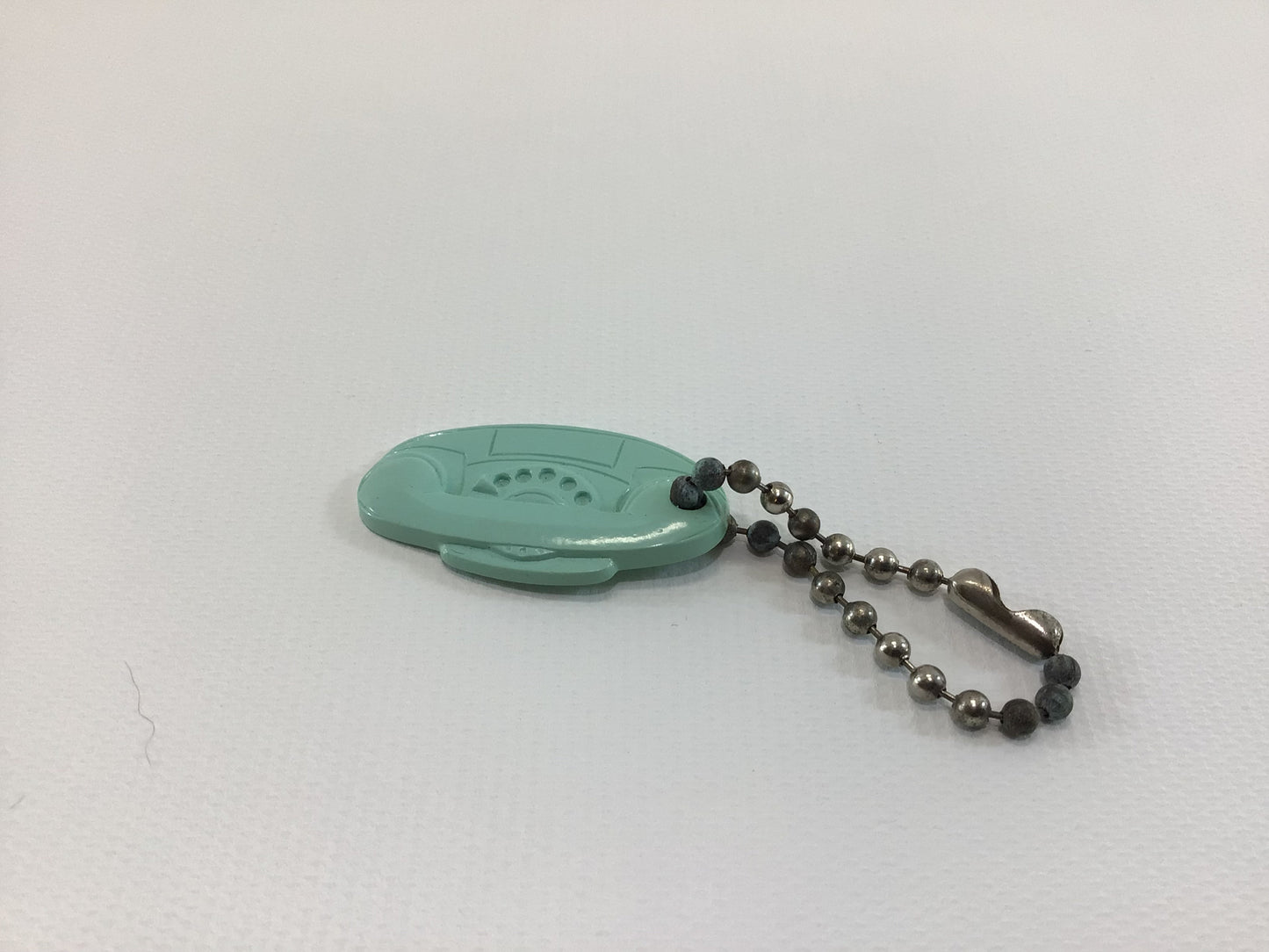 Princess Phone Keychain Turquoise Blue Vintage 1950's Advertising Give Away Shadeland Works Open House Sept 1959