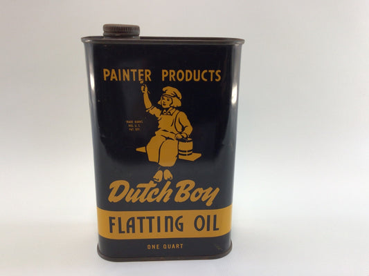 Dutch Boy Flatting Oil Tin Litho One Quart Can Vintage Shop Garage Advertising Mantique Collectible