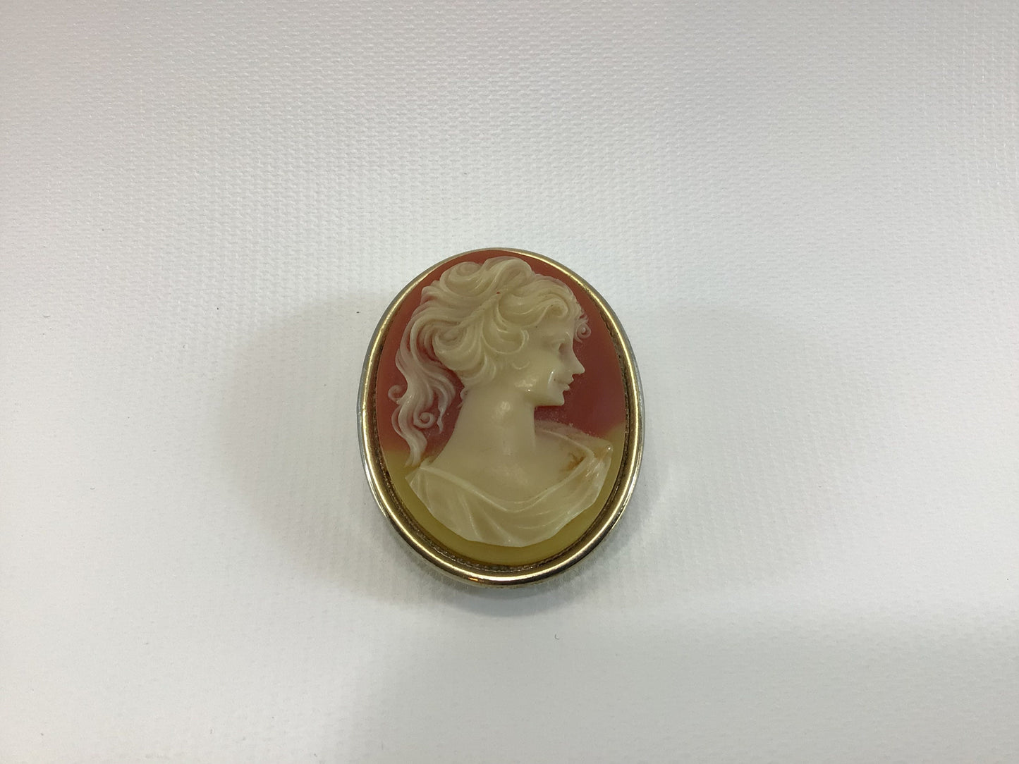 Cameo Pendant Brooch Solid Perfume Gold Tone Vintage Costume Jewelry