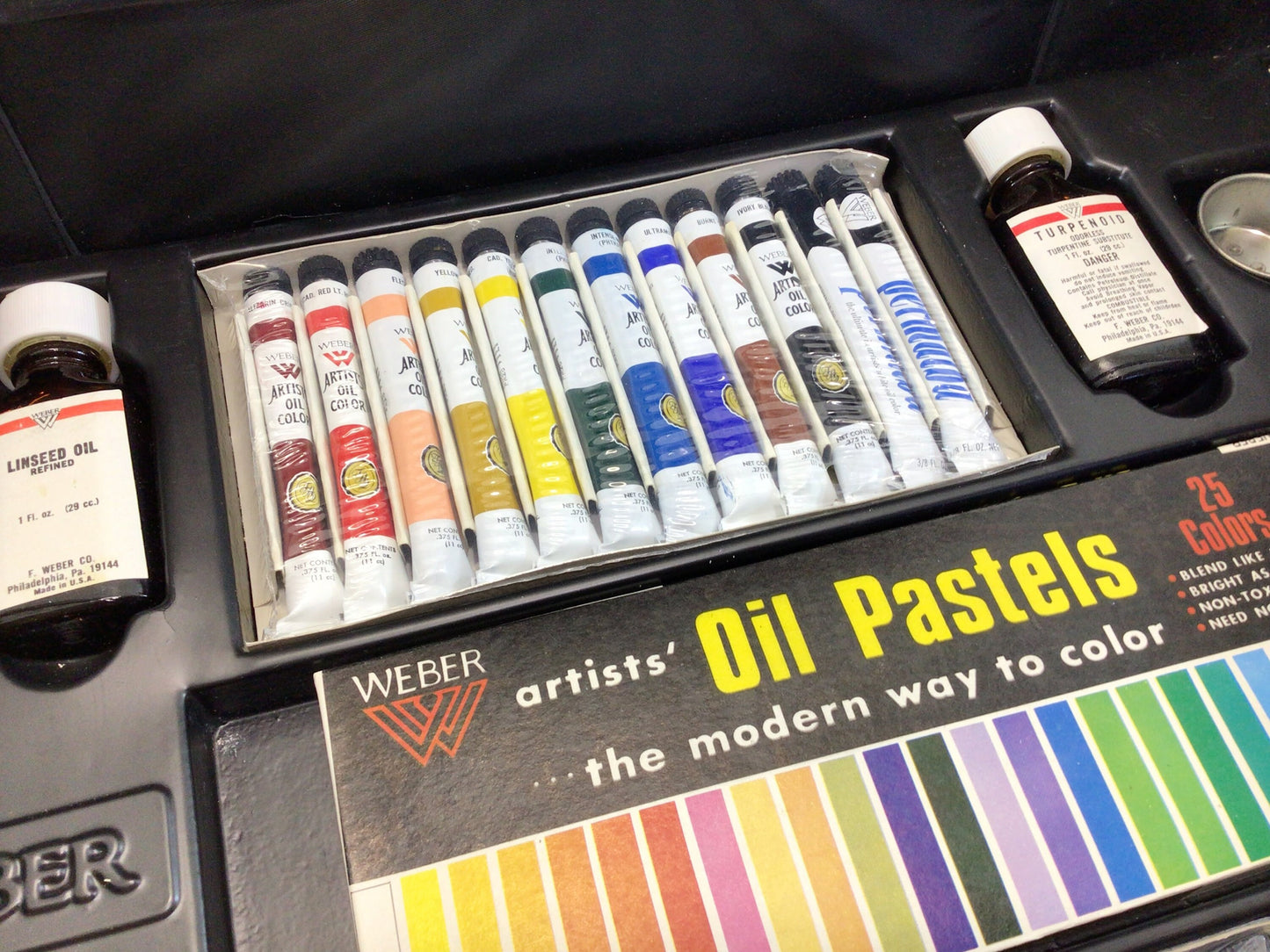 Vintage Weber Deluxe 4 in 1 Artist Set Oil Paints Pastels Drawing Watercolor with Jon Gnagy Instruction Manuals