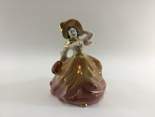 Southern Belle Ceramic Figurine Planter Gold Gilt Highlights 1950s Mid Century Home Decor