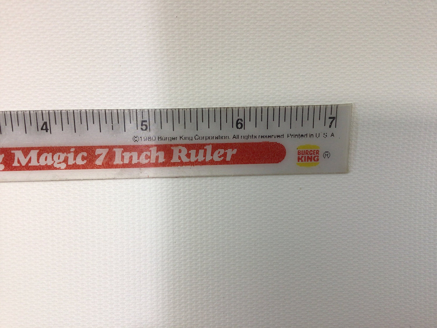 Advertising Toy Premium The Burger King Magic 7 Inch Ruler Standard and Metric 1980s Back to School