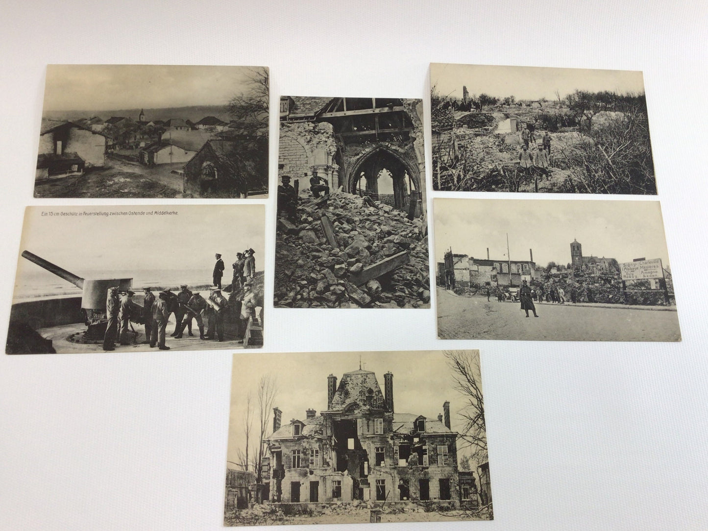 Antique RPPC Real Photo Postcards WWI Era German Soldiers in France Lot of 6 Cards