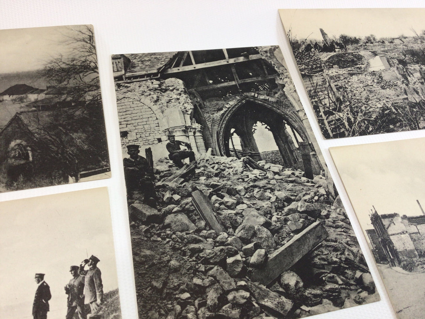 Antique RPPC Real Photo Postcards WWI Era German Soldiers in France Lot of 6 Cards