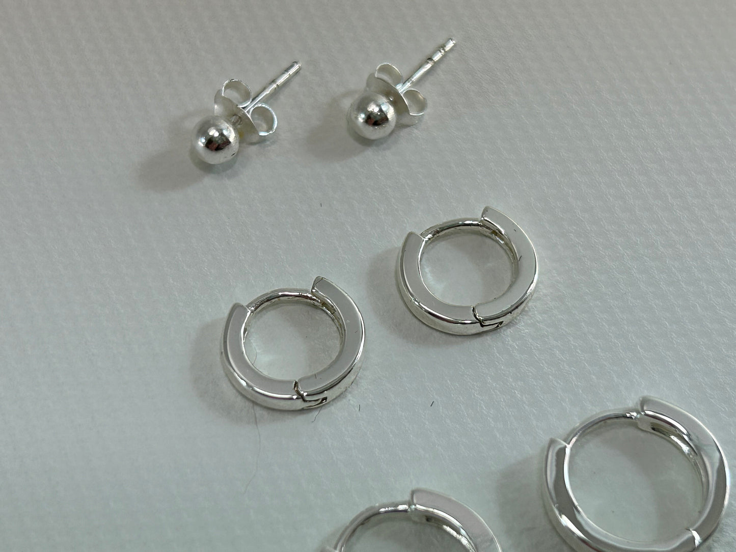 Sterling Silver 925 Hoop and Stud Earring Set 3 Pair Small Minimalist Jewelry