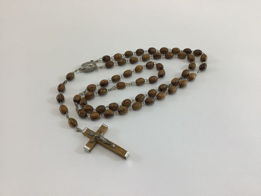 Vintage Wooden Bead Rosary Catholic Religious Prayer Jewelry Marked Terra Jerusalem