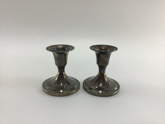 Silverplate Taper Candle Holder Set Vintage Home Decor Accents Made in Hong Kong