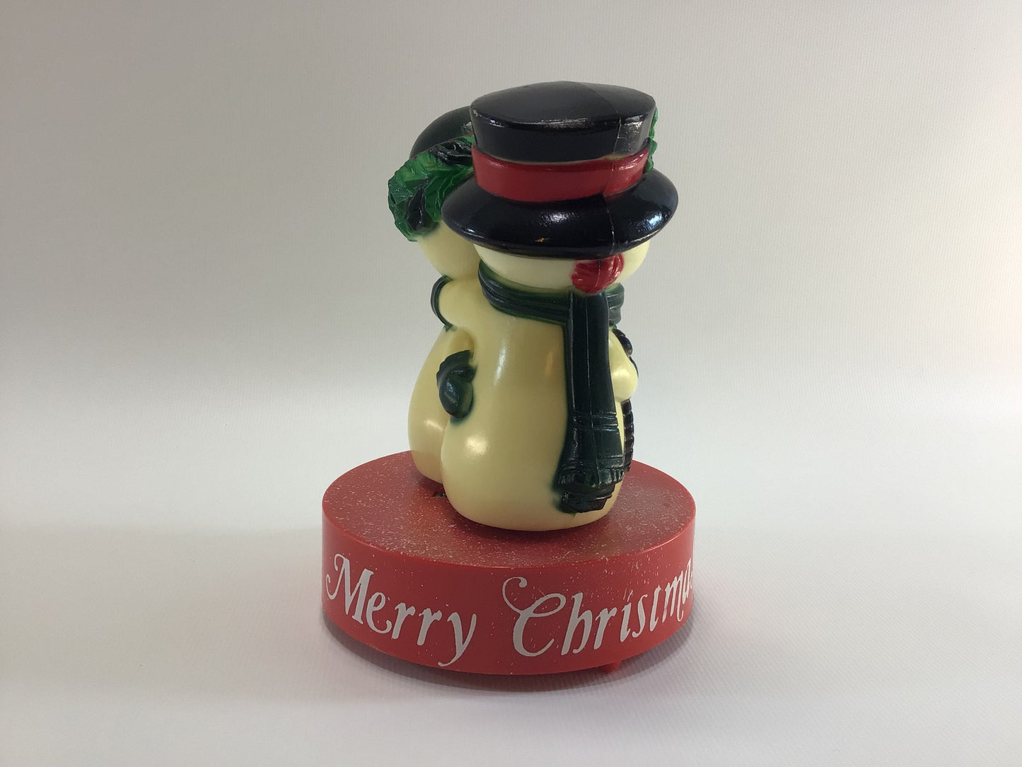 Merry Christmas Snowman Holiday Music Box Plays Silent Night 1981 Yuletide Ent Kitschy Hard Plastic Holiday Decor