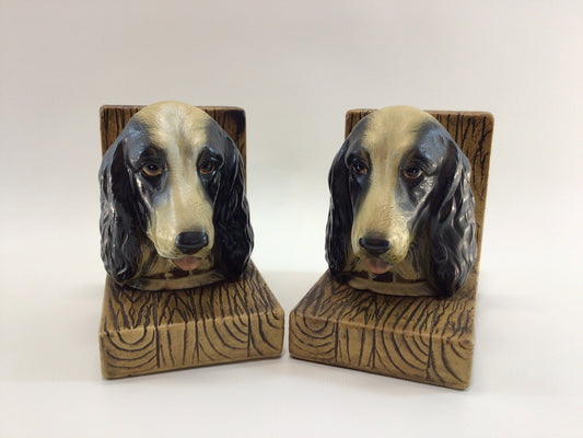 Spaniel Ceramic Dog Head Bookends H7484 Vintage Lefton Made in Japan Home Decor