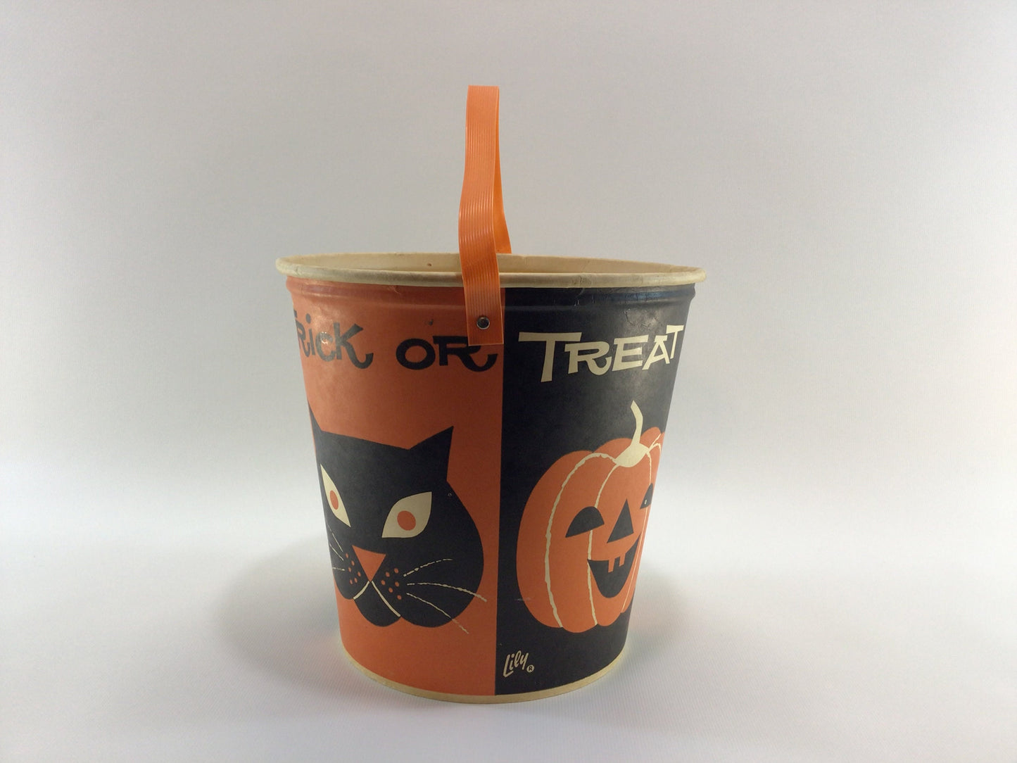 Lily Nestrite 9" Trick or Treat Tub Jack O Lantern and Black Cat Vintage Halloween Holiday Ephemera