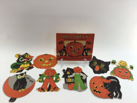 Halloween Cardboard Cutouts Attractive Party Decorations Vintage Halloween Collectible Ephemera