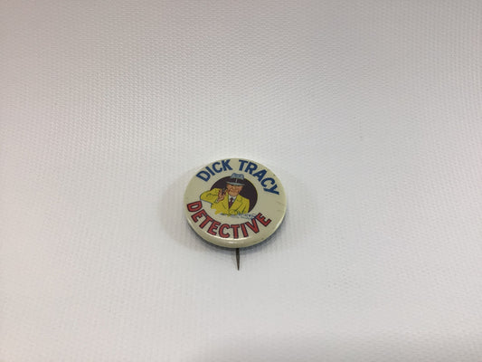 Dick Tracy Detective Vintage Advertising Detroit Mirror Celluloid Pinback Button Toy Premium Yellow Jacket