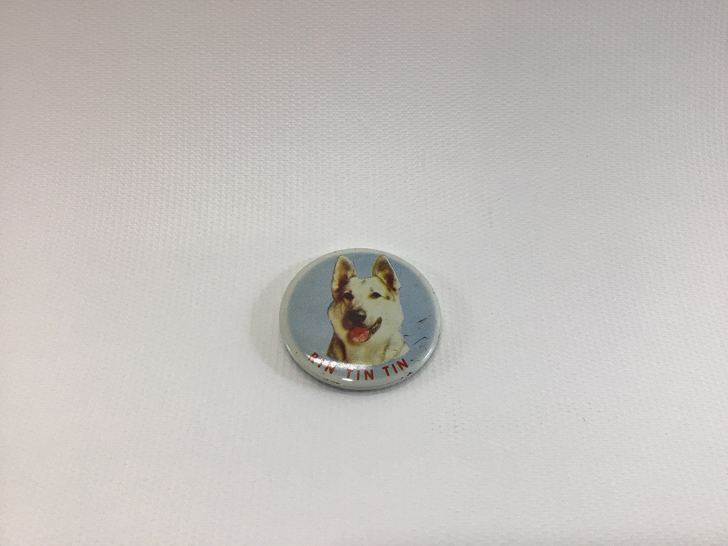 Rin Tin Tin Vintage Tin Litho Screen Gems TV Western Advertising Pinback Button Toy Premium